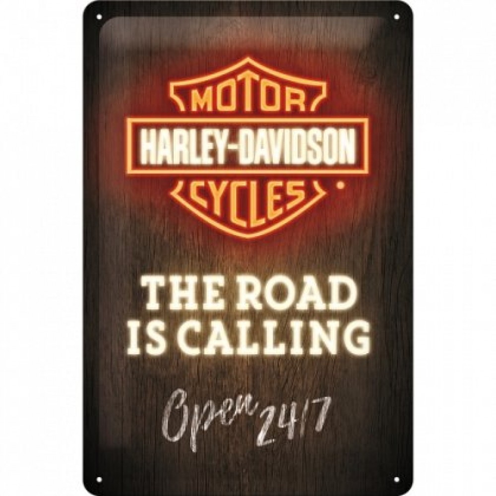 Placa metalica - Harley-Davidson Road is Calling - 20x30 cm